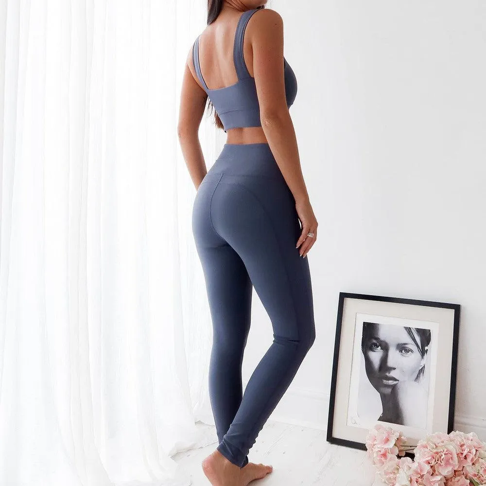 Seamless High Waist Leggings- Dark Blue