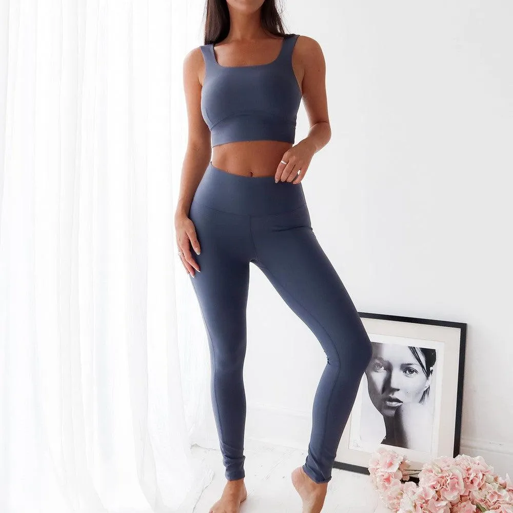 Seamless High Waist Leggings- Dark Blue