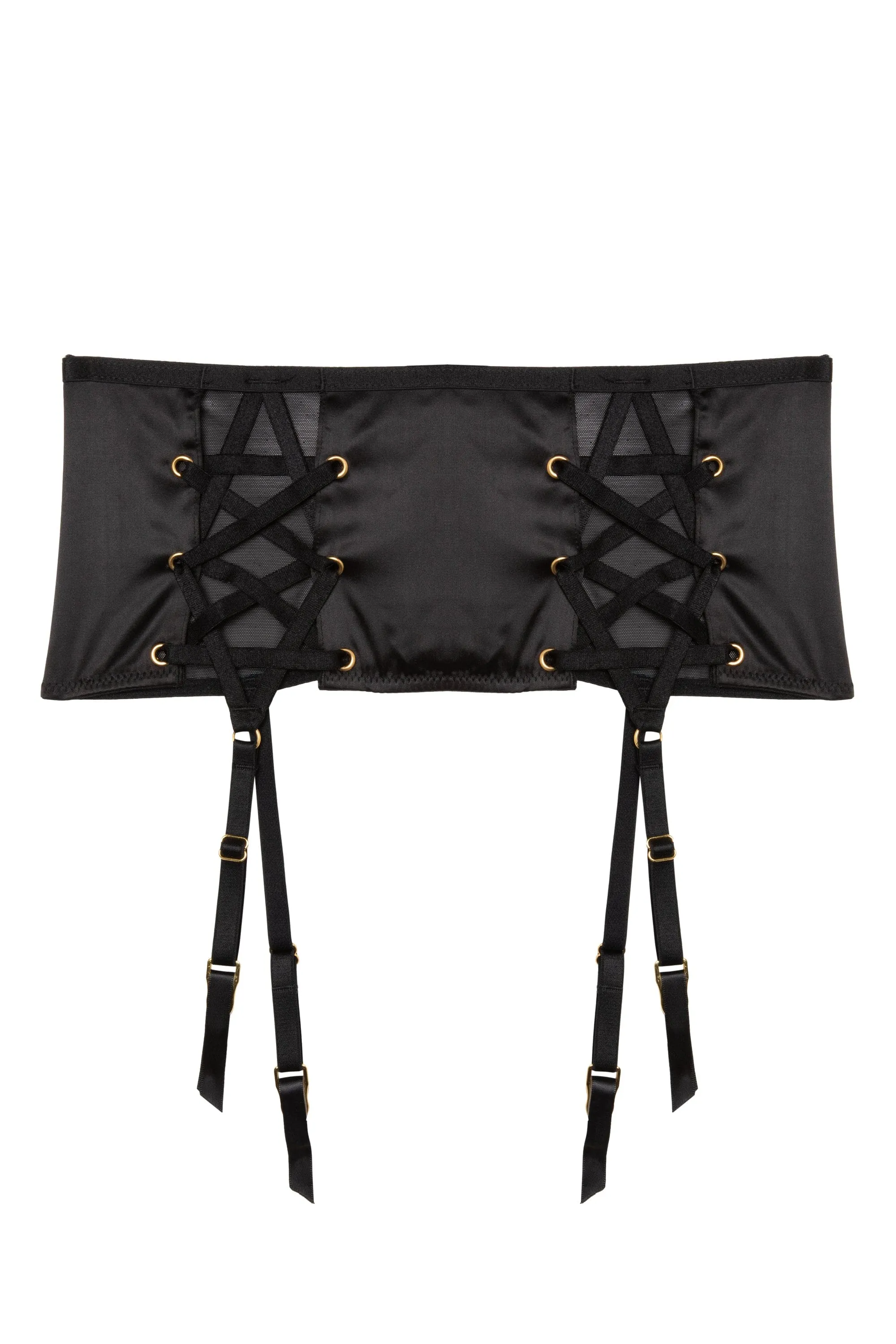 Seraphina Black Strappy Pentagram Suspender Belt