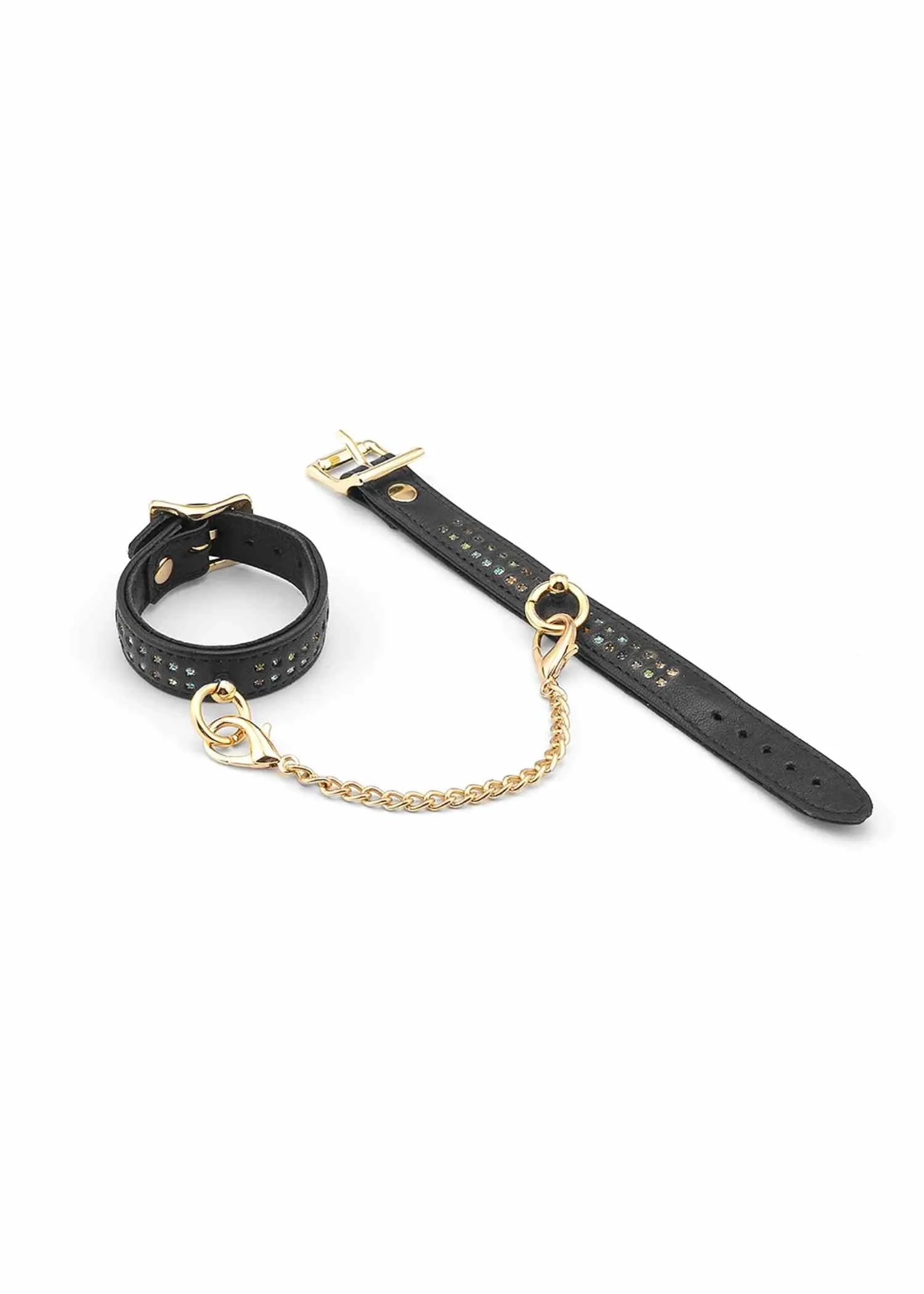 Shining Girl Leather Collar and Leash (Black)