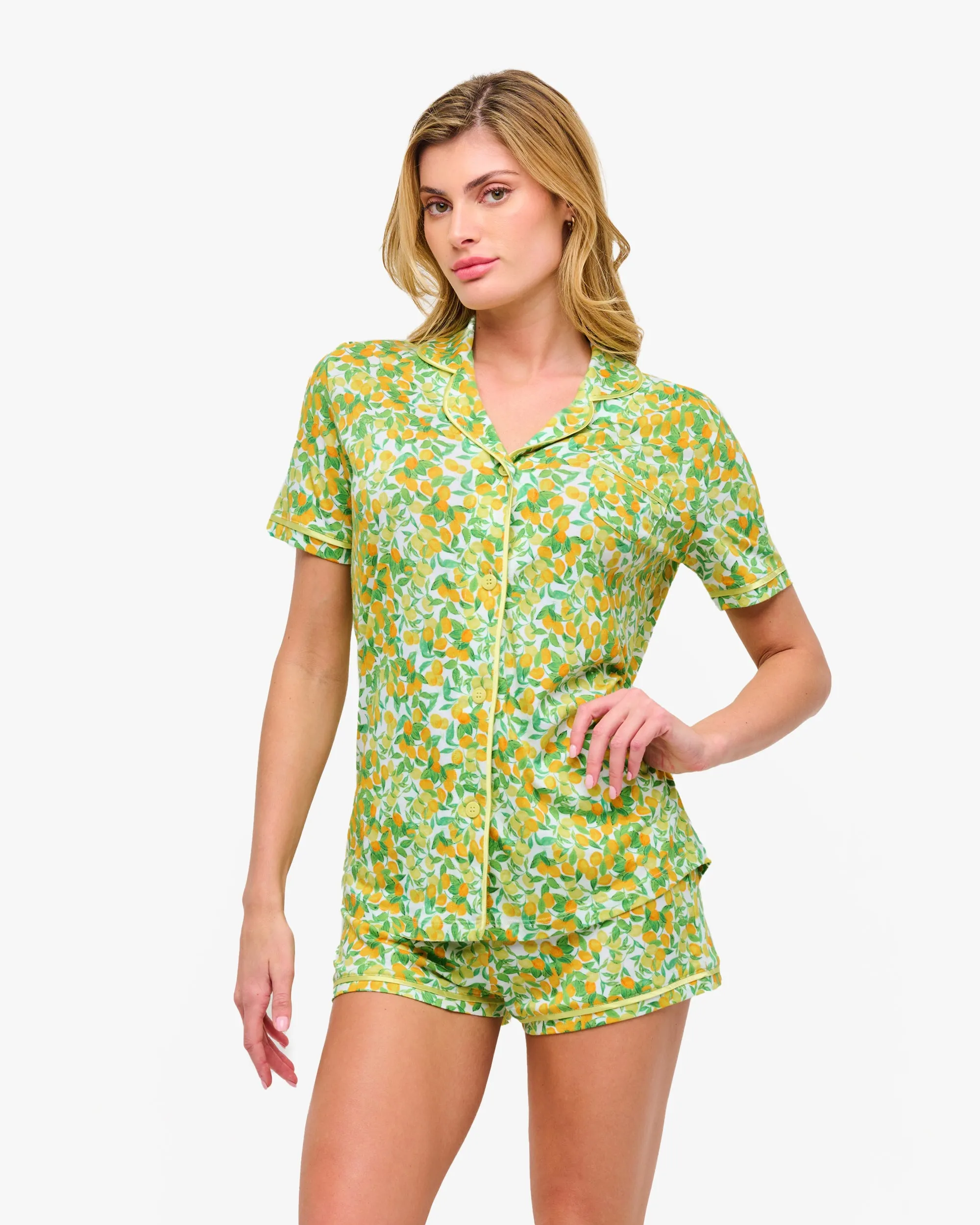 Short Sleeve Top & Boxer Pajama Set