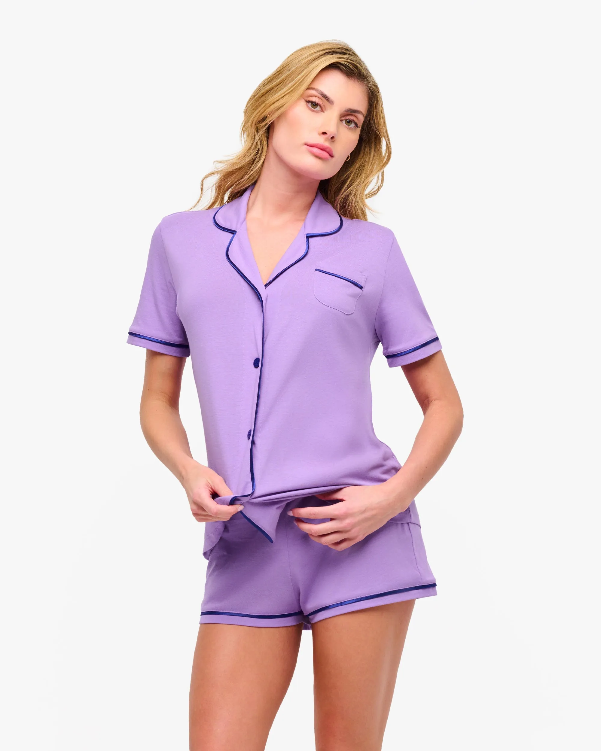 Short Sleeve Top & Boxer Pajama Set