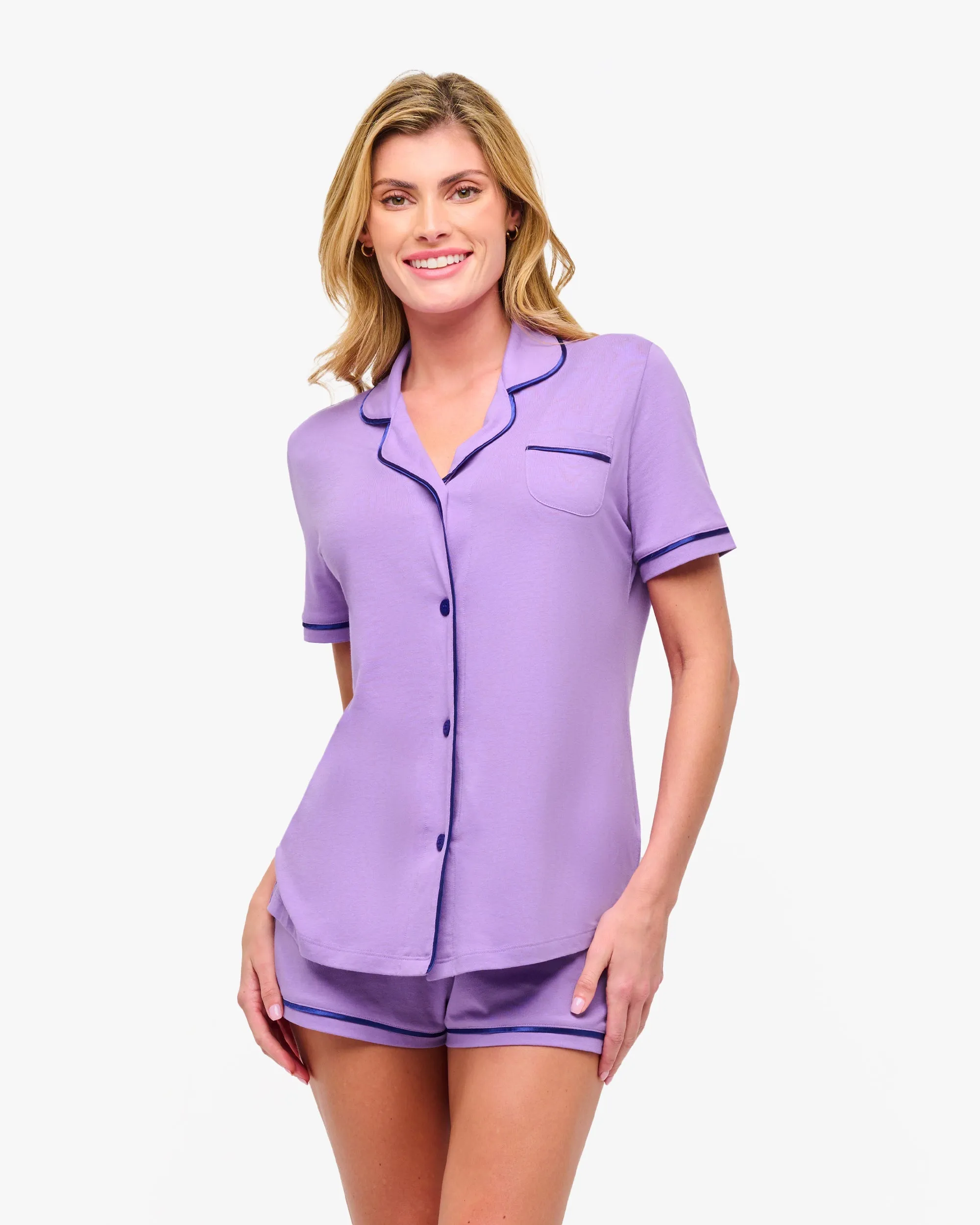 Short Sleeve Top & Boxer Pajama Set