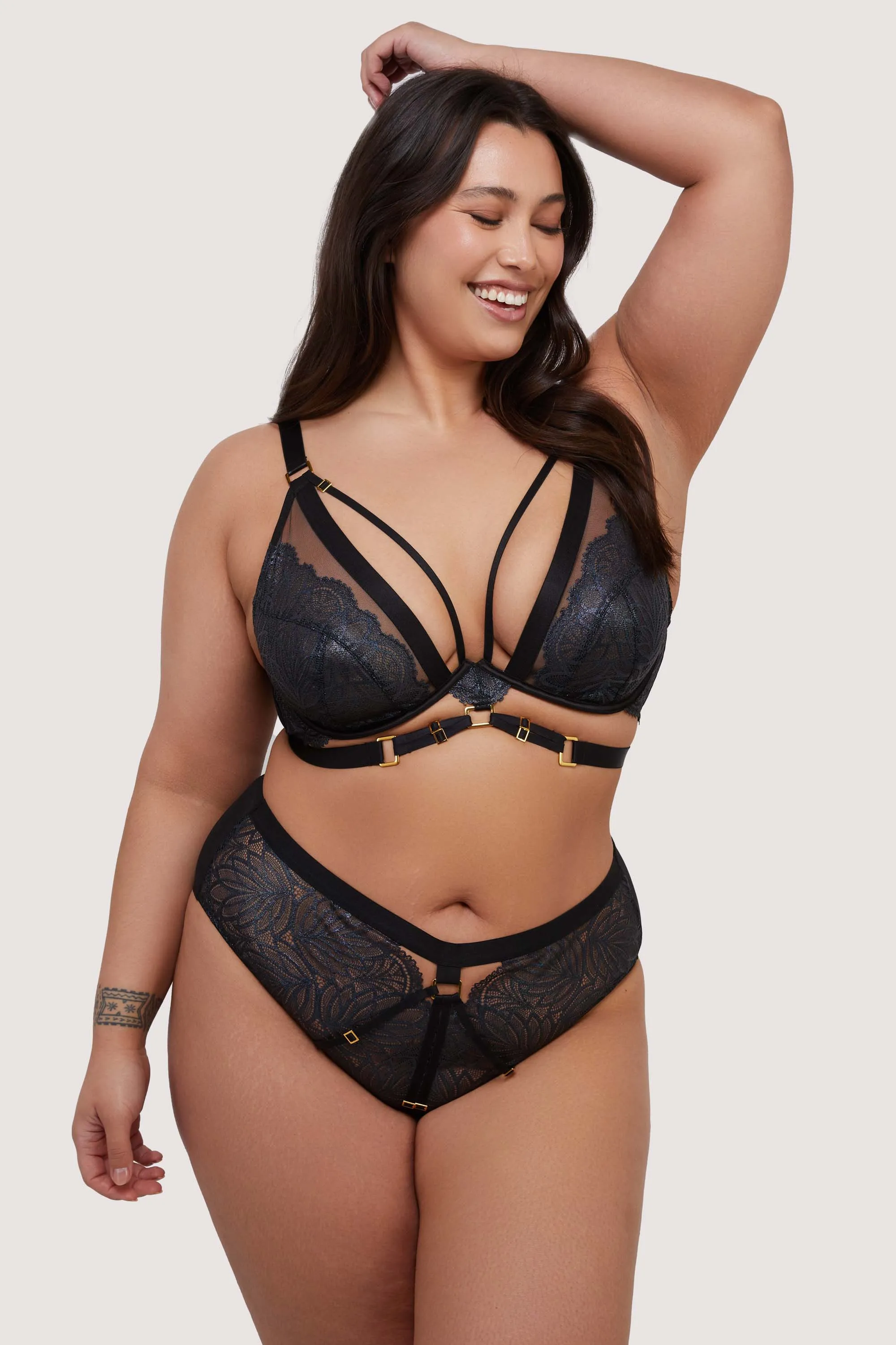 Tabitha Black Wet-Look Lace Set