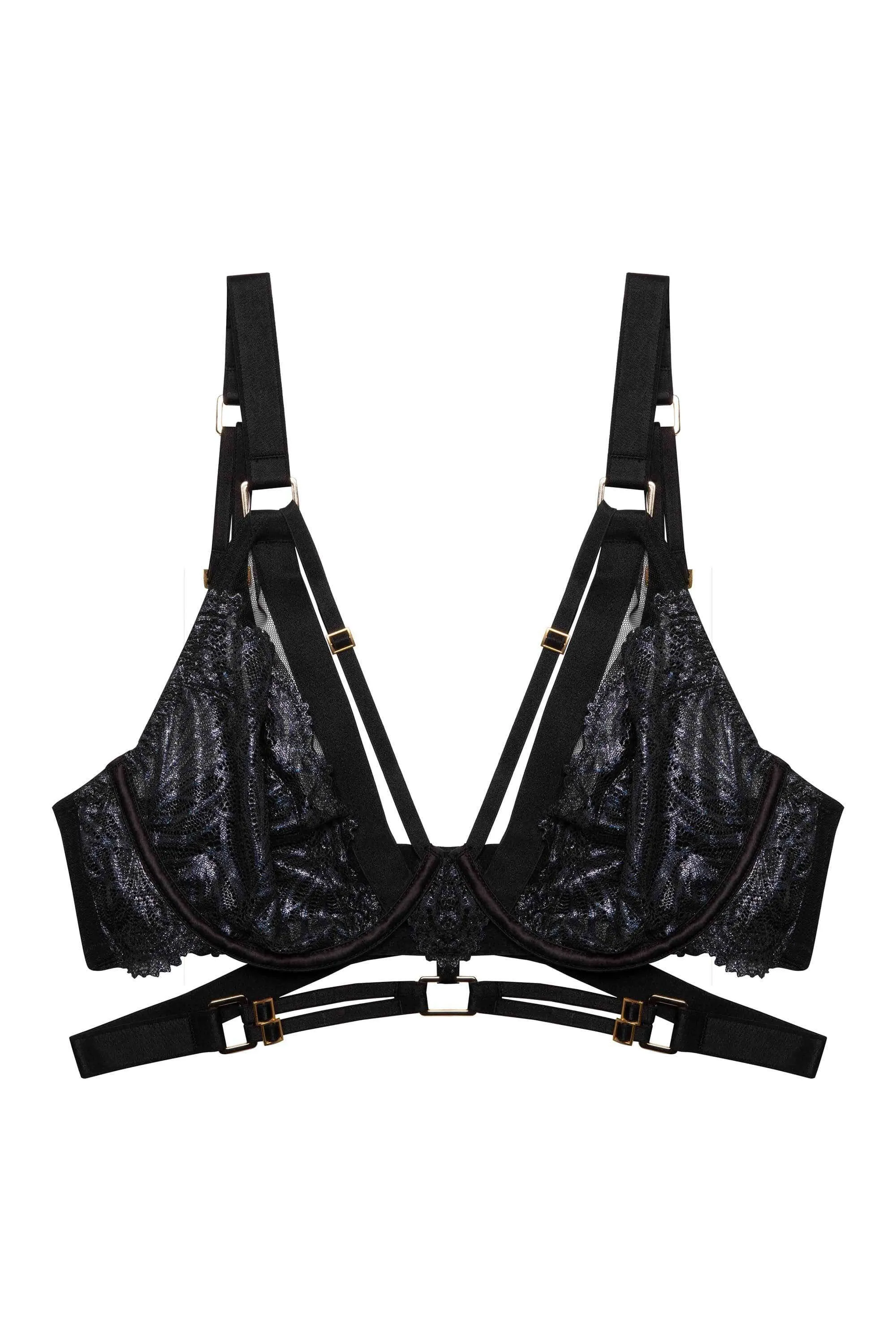 Tabitha Black Wet-Look Lace Set
