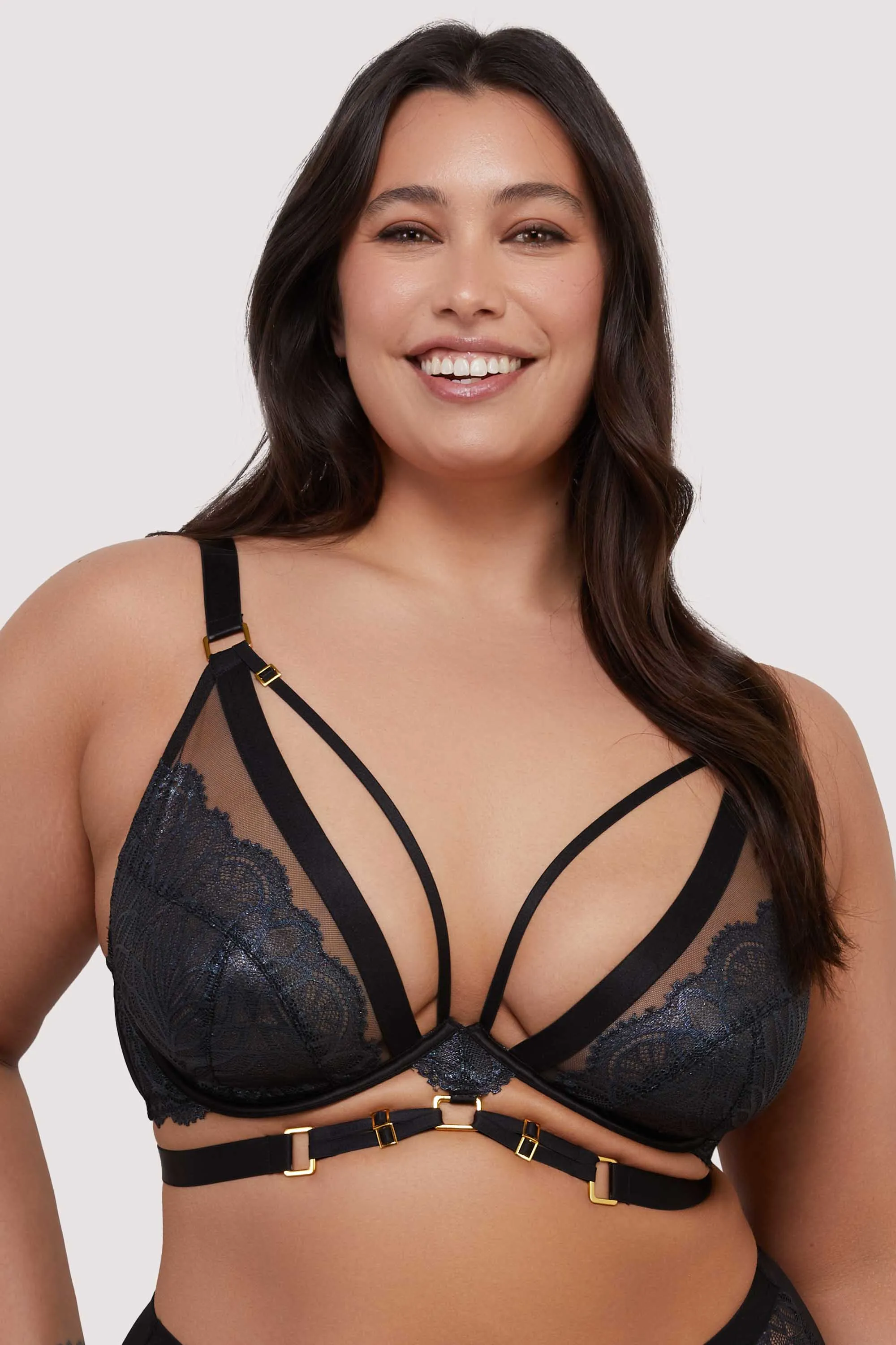 Tabitha Black Wet-Look Lace Set