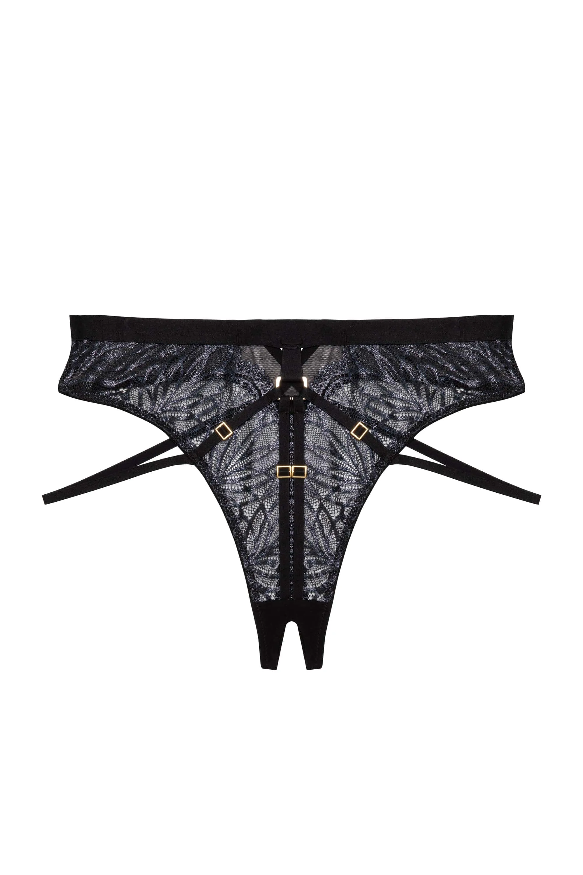 Tabitha Black Wet-Look Lace Set