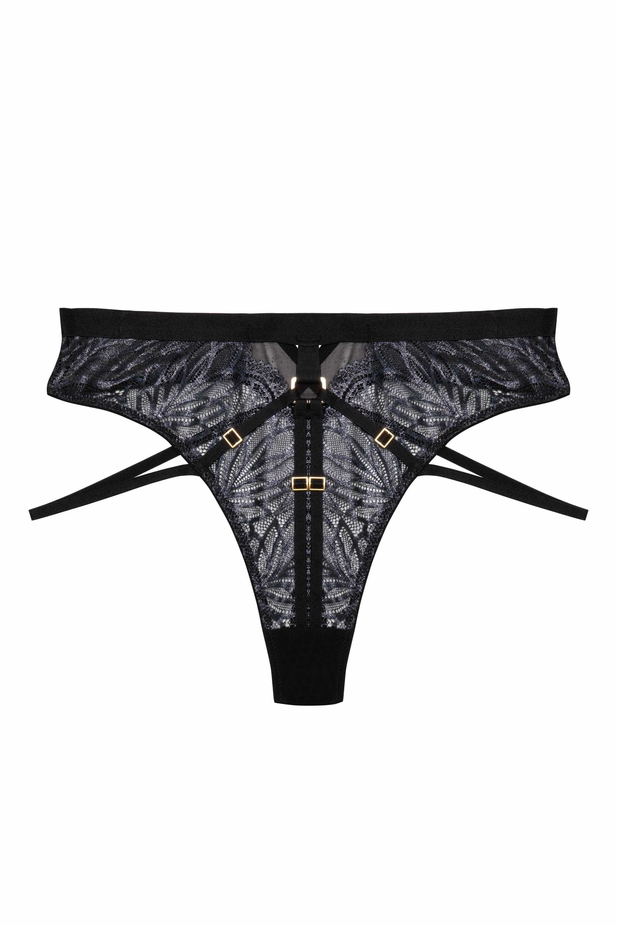 Tabitha Black Wet-Look Lace Set