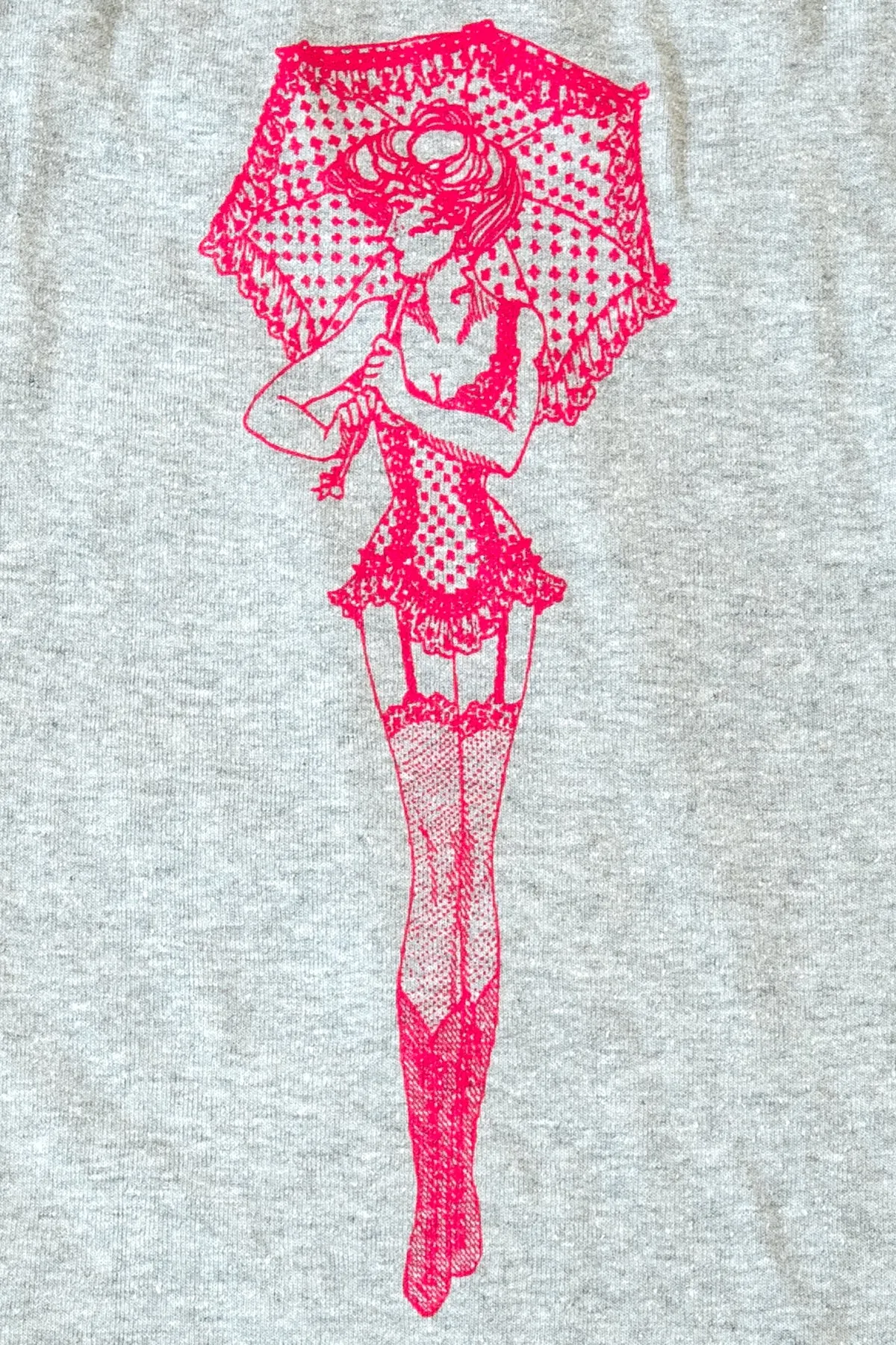 Trashy Lace-Up Ruffle Tank Top (Large Parasol Girl Print)