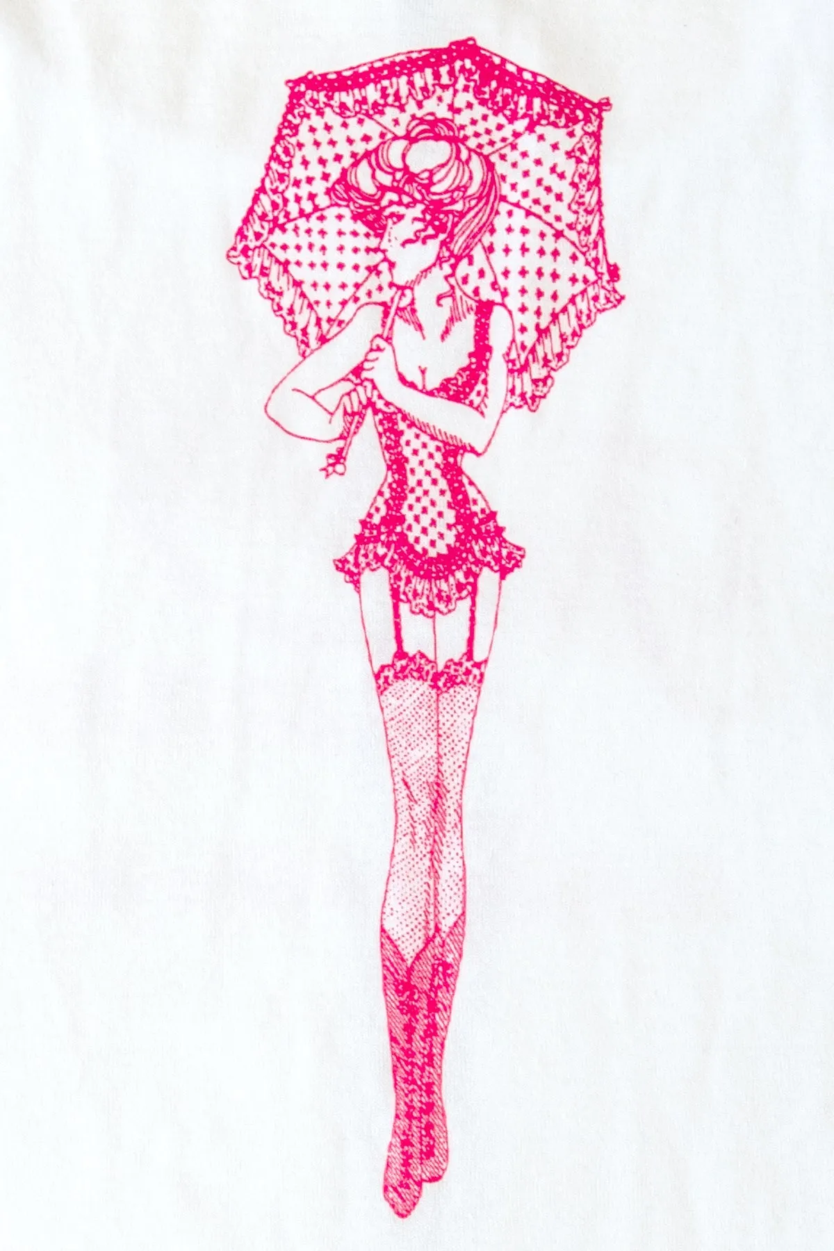 Trashy Lace-Up Ruffle Tank Top (Large Parasol Girl Print)
