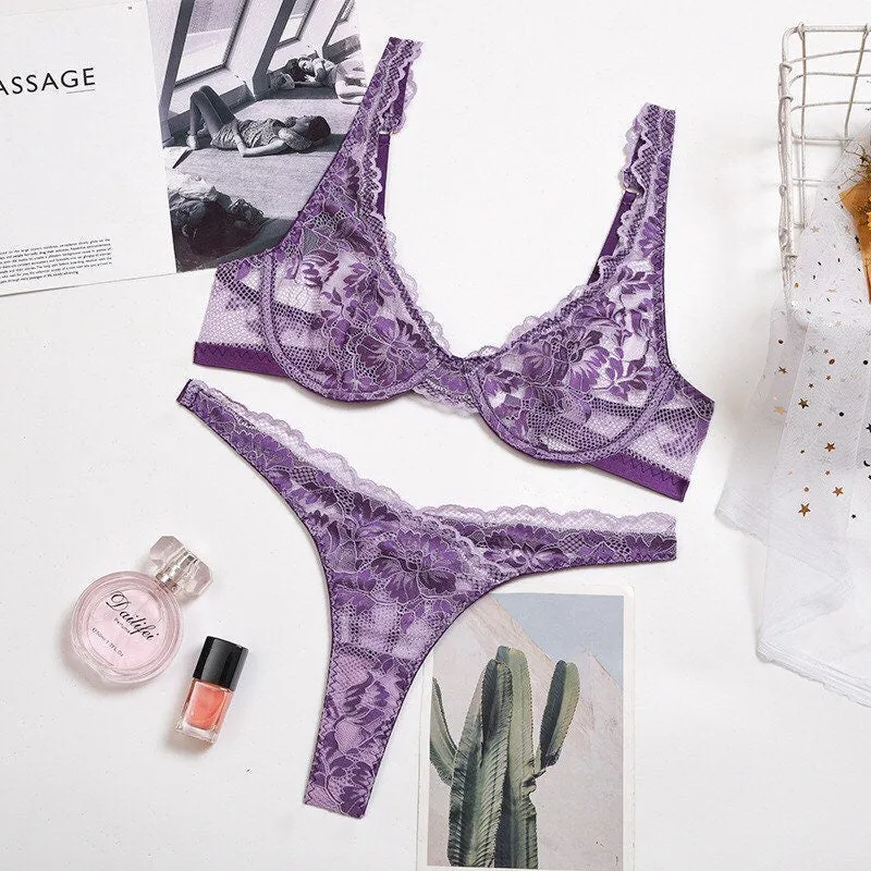 Two Piece Purple Lingerie Set