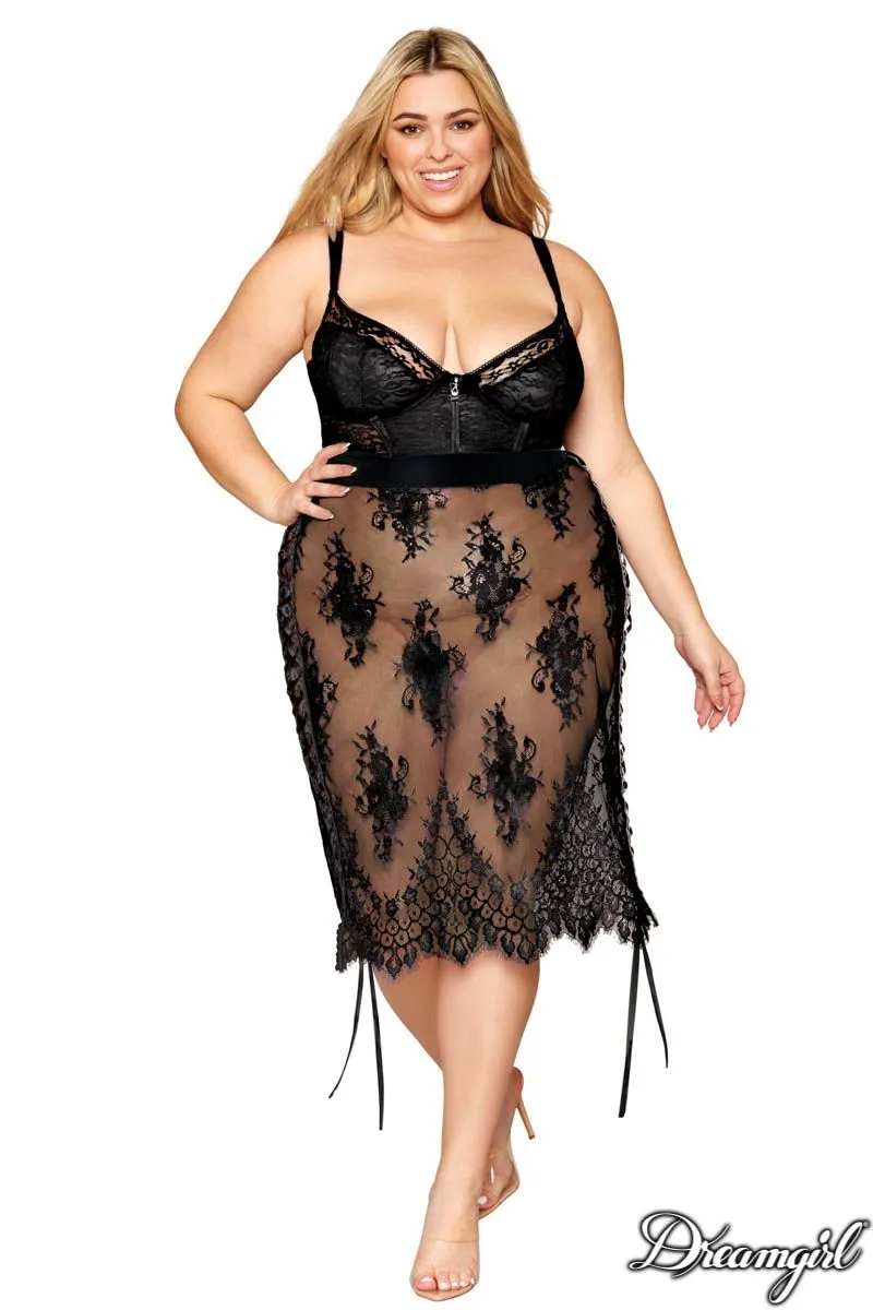 Velvet Lace Slip Chemise
