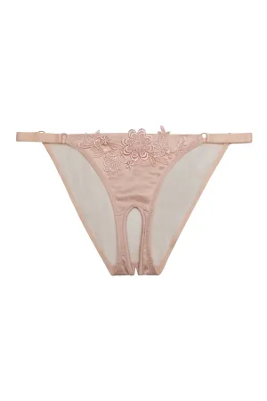 Virginia Peach Guipure Crotchless Brief