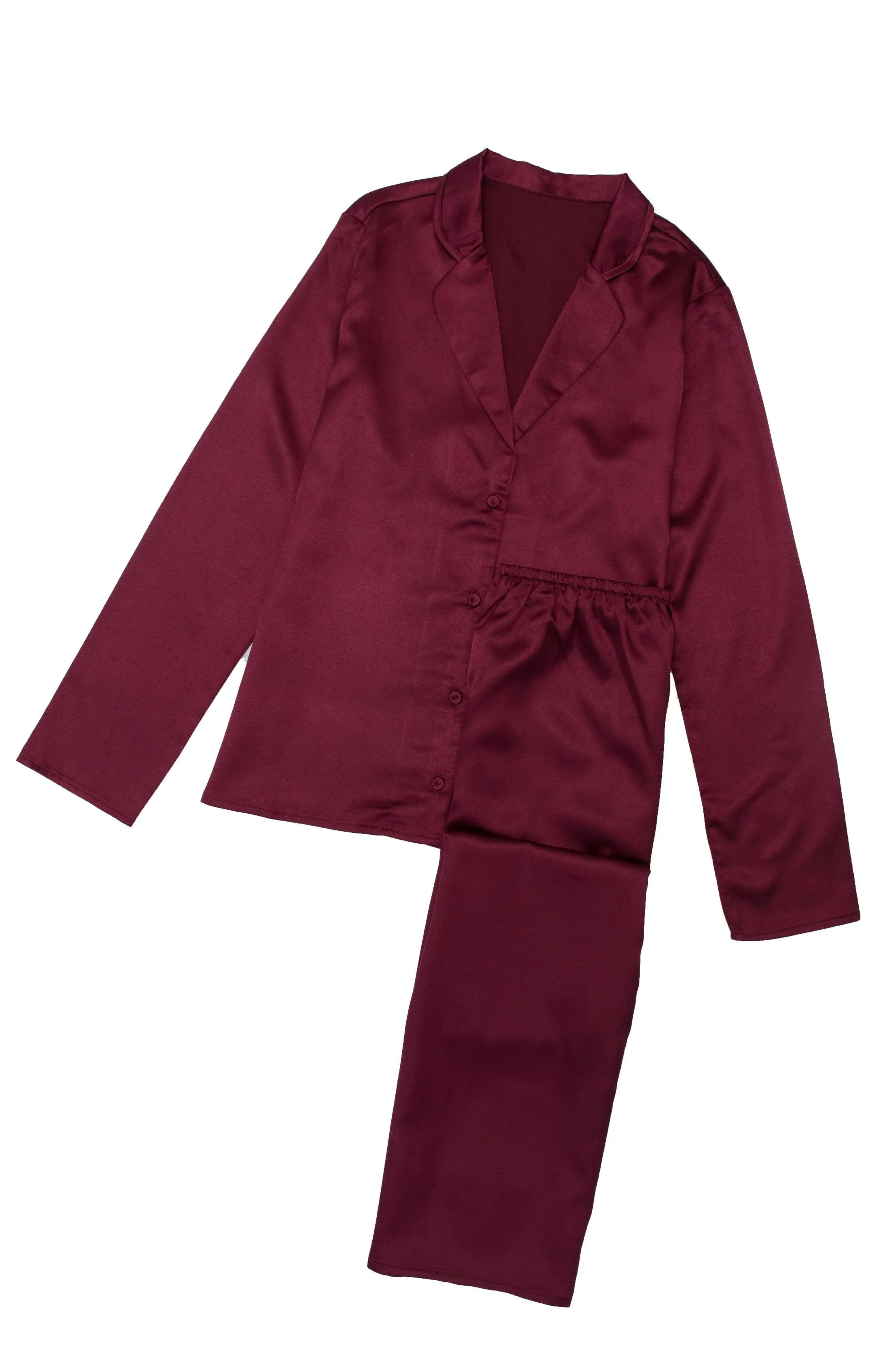 Wolf & Whistle Angela Wine Satin Pyjama Set