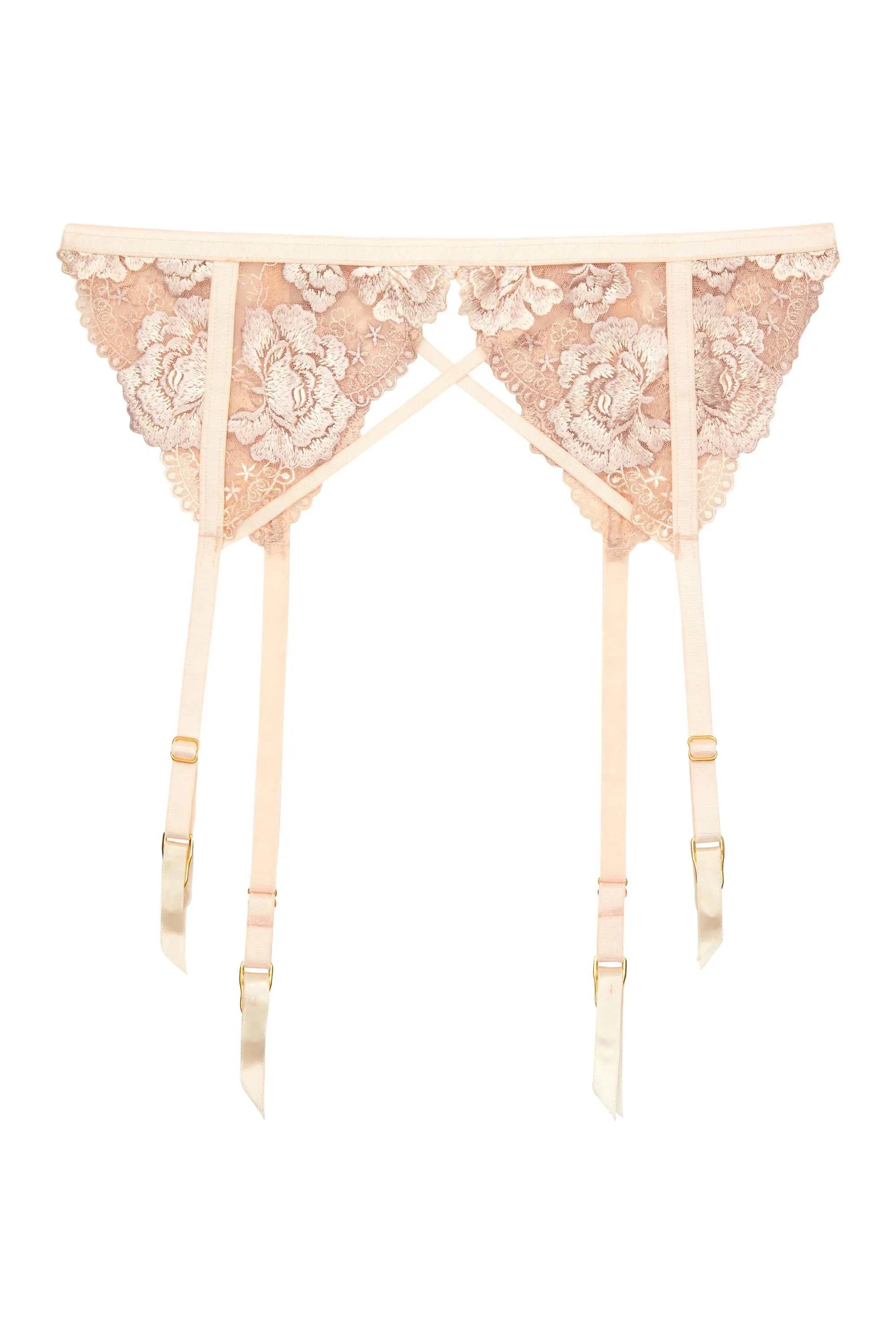 Wolf & Whistle Grace Blush Embroidered Suspender Belt