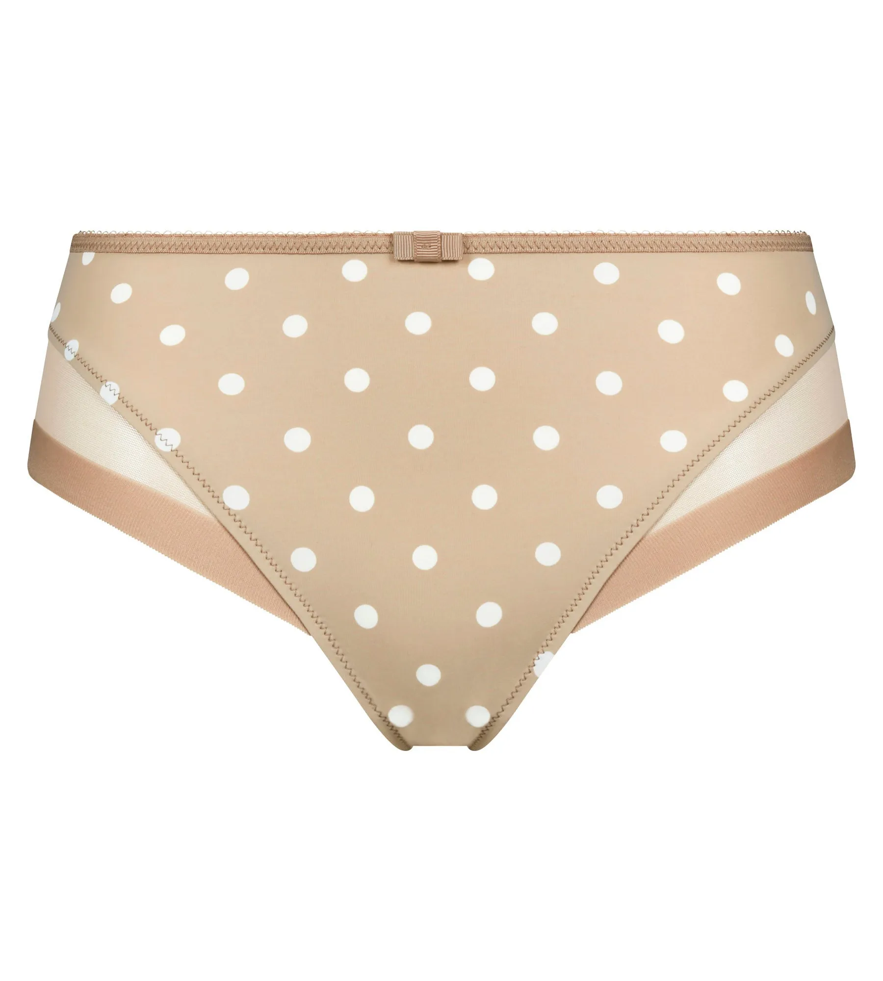 Women's microfibre and tulle knickers in Beige with polka dots Generous