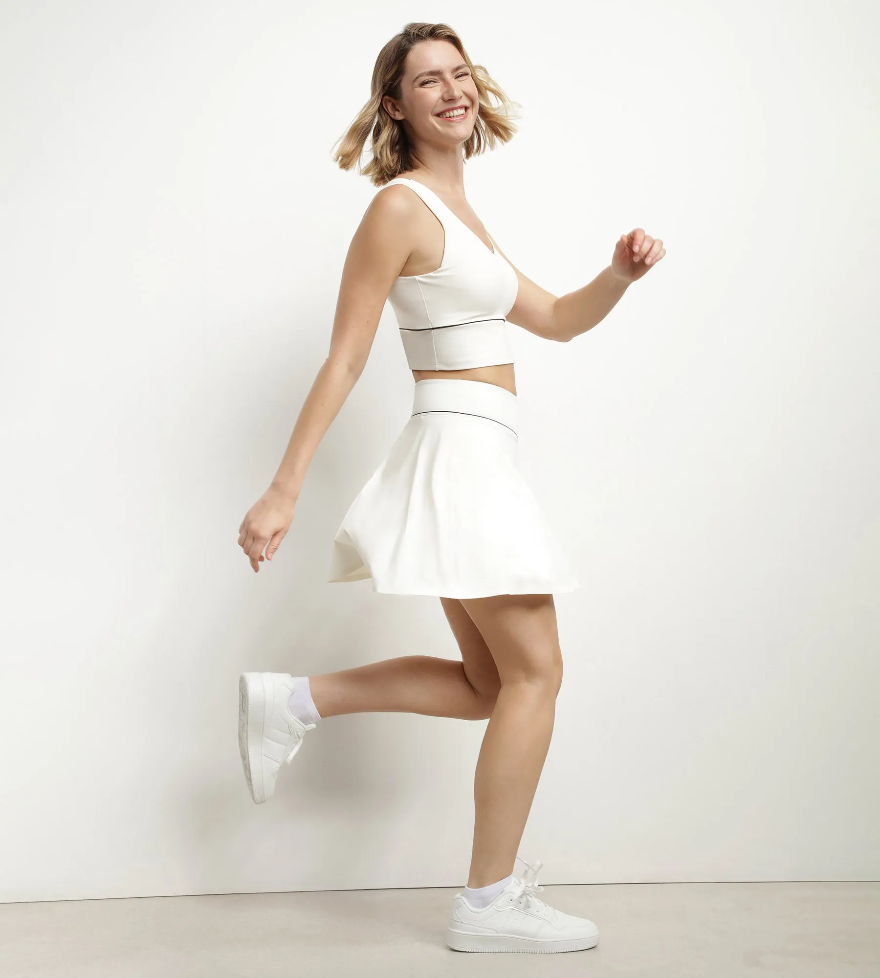Women's microfibre short skirt Dim Move Ecrue