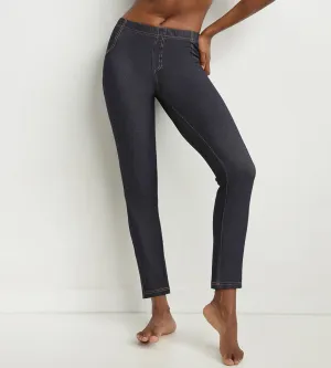 Women's navy-blue denim leggings with pockets Dim Relax & Go